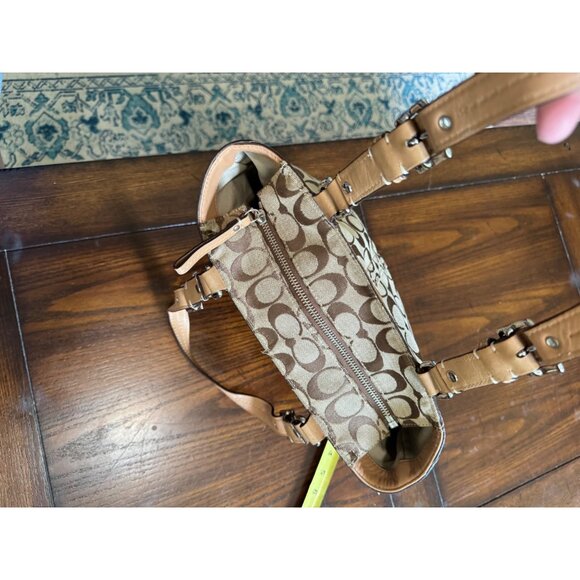 Coach Hamptons Signature Lunch Tote Purse Fabric Shoulder Bag Khaki Logo F15664 - Picture 11 of 12